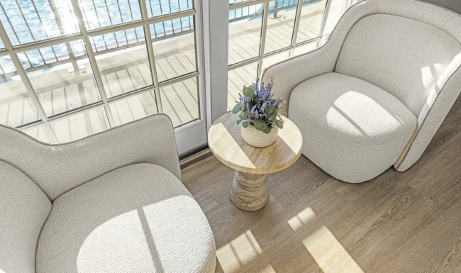 lounge chairs overlooking pool 